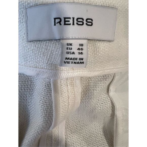 Reiss Women's White Devon Linen Blend Flat Front Bermuda Shorts Size 14 NWOT - Picture 10 of 12